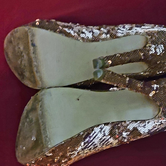 Steve Madden High Heels glitter and Golden chrome color size 6.5 used. - Picture 9 of 16